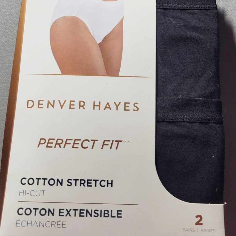 NEW Women's 2 Pack Perfect Fit Cotton Stretch Hi Cut Panty - Black Size Medium